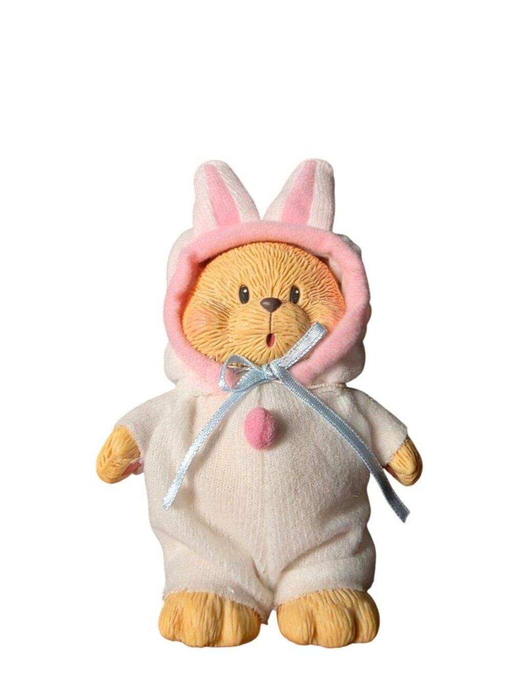 Vintage 1997 Teddy Bear figurine In A Easter Bunny Outfit